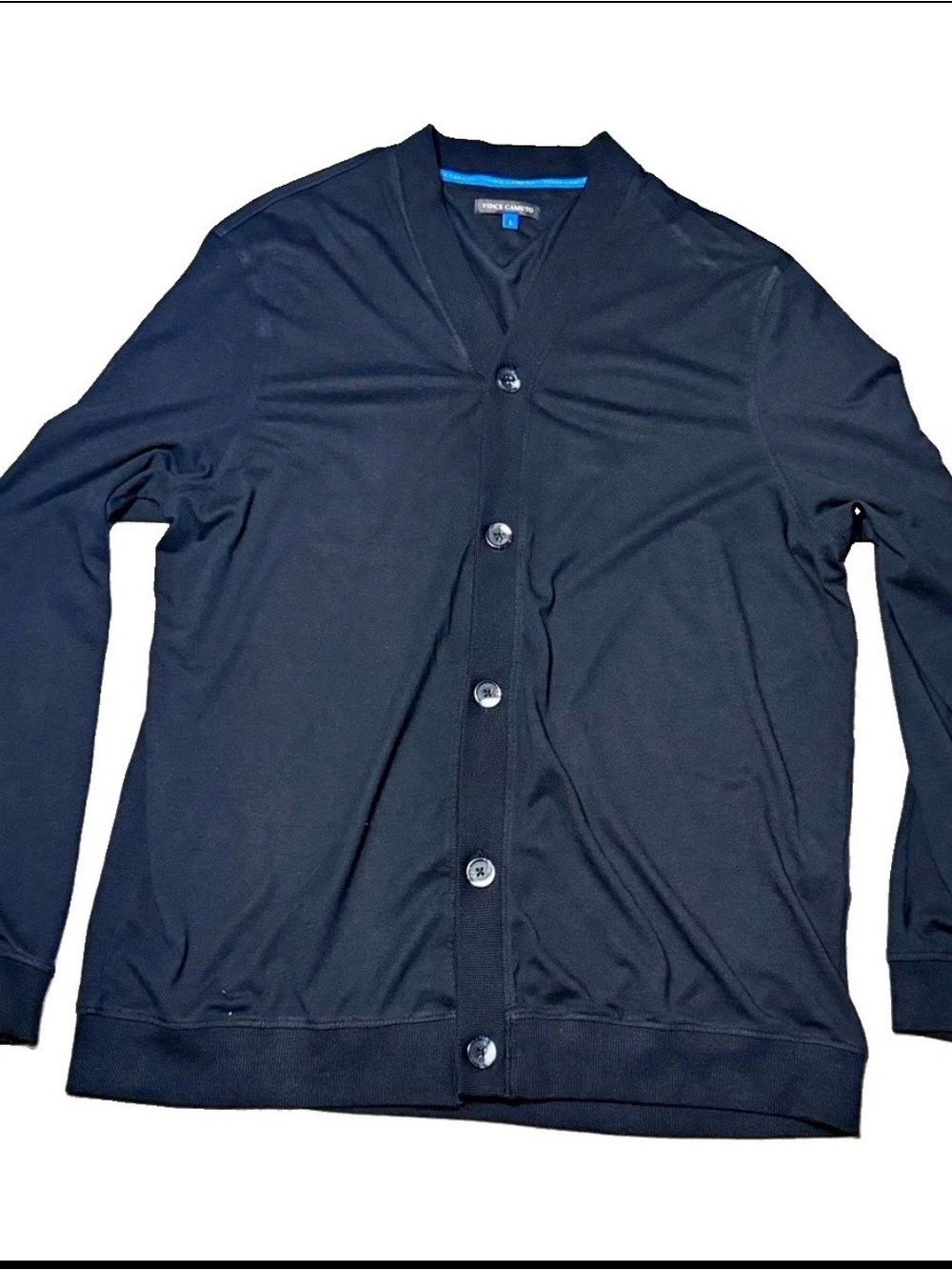 Vince Camuto Men’s Navy Button-Front Lightweight V-Neck Cardigan